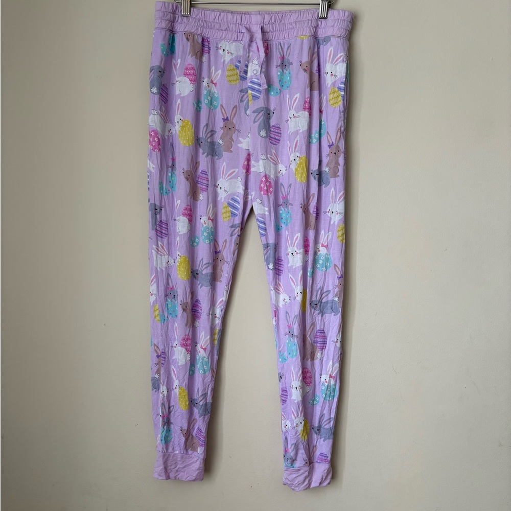 Little Sleepies Lavender Bunny Print Pajama Bottoms bamboo Large Easter